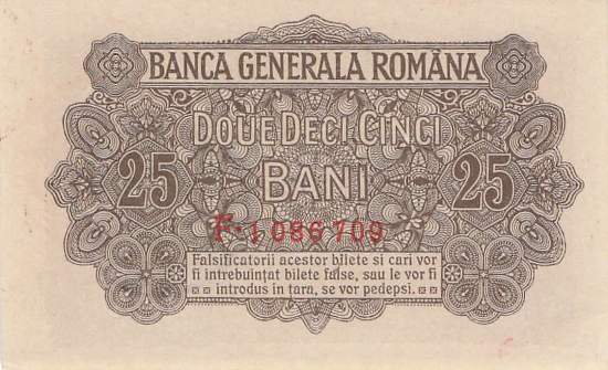 Rumänien 25 Bani ro.472a stempel 1917